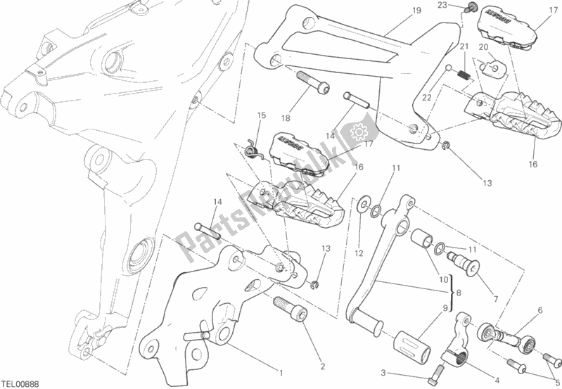 All parts for the Footrests, Left of the Ducati Multistrada 1200 ABS USA 2017
